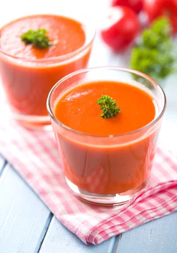 two glasses of Andalusian gazpacho