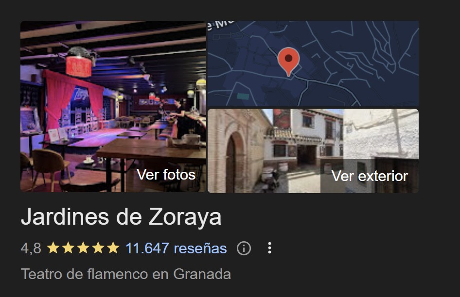 mejor tablao flamenco de Granada en Google Maps